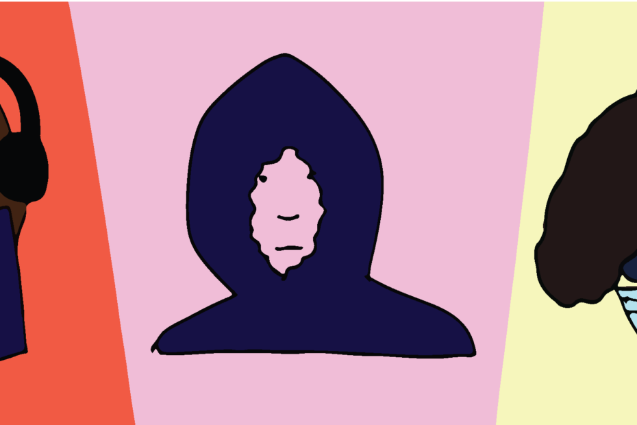 girls with ear muffs, book, hoodie, sunglasses and mask